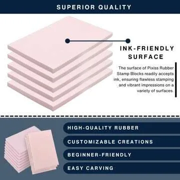 Stamp Pads for Rubber Stamps 5-Pack (6x4) and Rubber Stamp Carving Tools - Block Printing Kit by Pix...