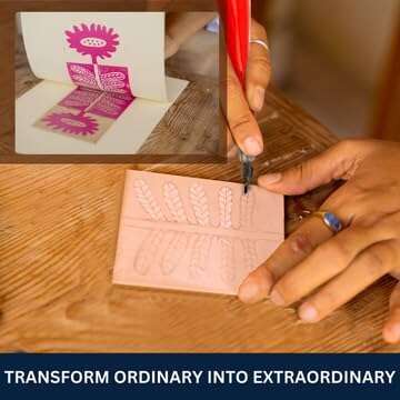 Stamp Pads for Rubber Stamps 5-Pack (6x4) and Rubber Stamp Carving Tools - Block Printing Kit by Pixiss - Rubber Block Stamp Maker Printmaking Supplies