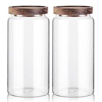 Labina Glass Storage Container Airtight Food Jars, 40 Oz, 2 Pack for Kitchen Organization
