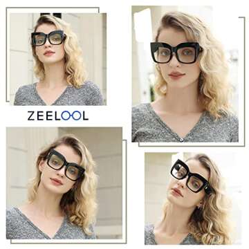 Zeelool Vintage Oversized Thick Cat Eye Blue Light Blocking Glasses for Women FP0668-01 Black