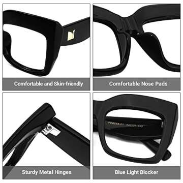 Zeelool Vintage Oversized Thick Cat Eye Blue Light Blocking Glasses for Women FP0668-01 Black