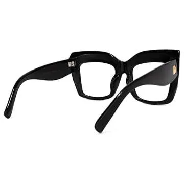 Zeelool Vintage Oversized Thick Cat Eye Blue Light Blocking Glasses for Women FP0668-01 Black