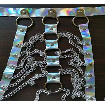 Pinwe Women Punk Harness Bra Adjustable Cage Waist Belts Body Chest Harness Straps Roleplay Costume Clubwear(Silver)