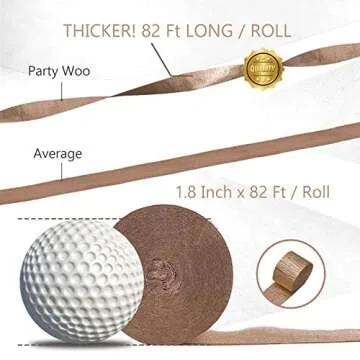 PartyWoo Crepe Paper Streamers 4 Rolls 328ft, Pack of Shades of Brown Crepe Paper for Party Decorations, Wedding Decorations, Birthday Decorations, Baby Shower Decorations (1.8 Inch x 82 Ft/Roll)