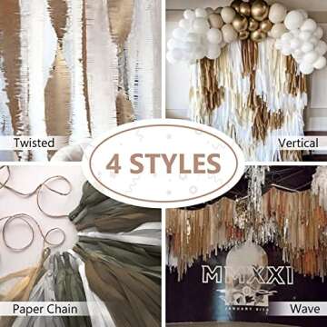 PartyWoo Crepe Paper Streamers 4 Rolls 328ft, Pack of Shades of Brown Crepe Paper for Party Decorations, Wedding Decorations, Birthday Decorations, Baby Shower Decorations (1.8 Inch x 82 Ft/Roll)