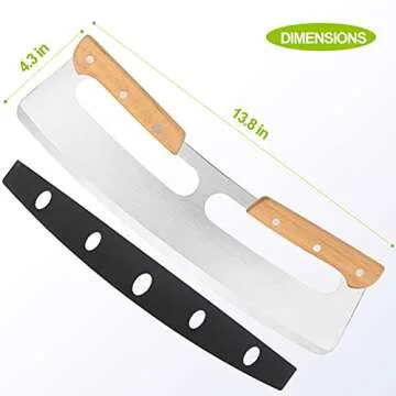 ZOCY Pizza Cutter Rocker with Wooden Handles & Protective Cover, 14" Sharp Stainless Steel Pizza Slicer Wheel, Big Pizza Knife Cutters for Kitchen Tool (14inch)