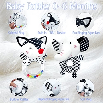 Black and White Baby Rattle for Newborns - Soft and Engaging Rattles