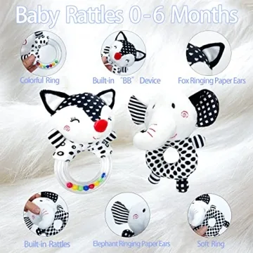 Black and White Baby Rattle for Newborns - Soft and Engaging Rattles