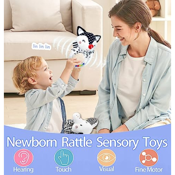 Black and White Baby Rattle for Newborns - Soft and Engaging Rattles