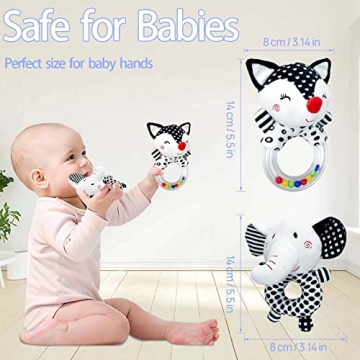 Black and White Baby Rattle for Newborns - Soft and Engaging Rattles