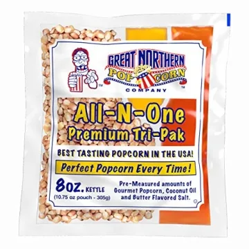 Movie Theater Style 12-Count Popcorn Packs - Pre-Measured 8-Ounce All-in-One Kernel, Salt, Oil Packe...