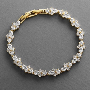 Mariell 14K Gold Plated Cubic Zirconia Tennis Bracelet