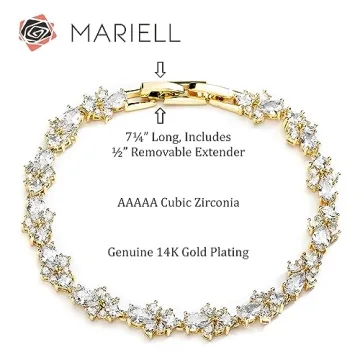 Mariell 14K Gold Plated Cubic Zirconia Tennis Bracelet
