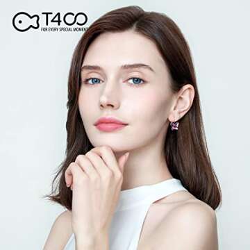 T400 Blue Purple Pink Crystal Butterfly Earrings for Women and Teen Girls