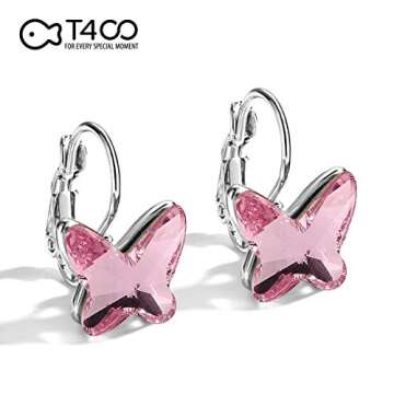 T400 Butterfly Crystal Earrings for Women and Teens