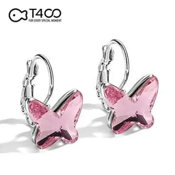 T400 Butterfly Crystal Earrings for Women and Teens