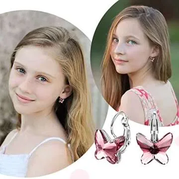 T400 Butterfly Crystal Earrings for Women and Teens