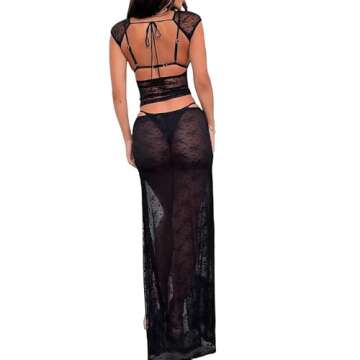 Women's Sexy Two Piece Long Skirt Set Halter Crop Tube Top and Split Maxi Skirt Summer Outfits Y2k Clubwear(A3- Black,S)