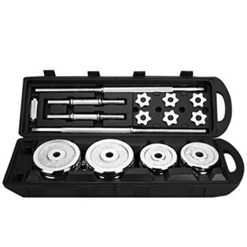 Adjustable Dumbbell Set, Chrome Weight Pair Solid Barbell 110 Lbs. Set [Fast Delivery from The U.S.]