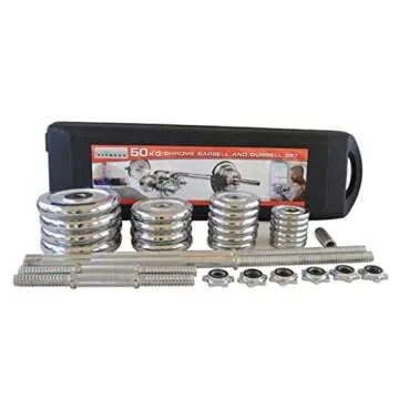 Adjustable Dumbbell Set, Chrome Weight Pair Solid Barbell 110 Lbs. Set [Fast Delivery from The U.S.]