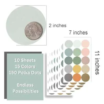 Vibrant 150 Neutral Boho Rainbow Polka Dot Stickers