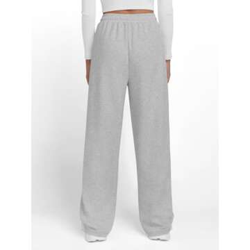 Trendy Queen Women's Wide Leg Sweatpants Baggy Y2K High Waisted Joggers Fall Fashion Clothes with Pockets 2025 Grey M