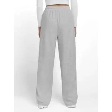 Trendy Queen Women's Wide Leg Sweatpants Baggy Y2K High Waisted Joggers Fall Fashion Clothes with Pockets 2025 Grey M