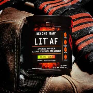 BEYOND RAW LIT AF | Advanced Formula Clinical Strength Pre-Workout Powder | Contains Caffeine, L-Citruline, and Nitrosigine | Lemon Ice | 20 Servings