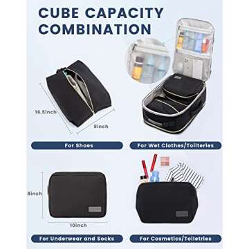 LOVEVOOK Travel Backpack for Women Men as Personal Item Flight Approved, 40L Luggage Carry on Backpack, 17.3inch Large Daypack Laptop Backpack Waterproof Outdoor Sports with 3 Packing Cubes, Black