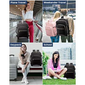 LOVEVOOK Travel Backpack for Women Men as Personal Item Flight Approved, 40L Luggage Carry on Backpack, 17.3inch Large Daypack Laptop Backpack Waterproof Outdoor Sports with 3 Packing Cubes, Black