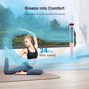 R.W.FLAME Tower Fan with Oscillation, Remote Control, 3 Wind Modes,Time Settings, Portable Bladeless Floor Fans for Home with Children/Pets/Elders(Pink, 43")