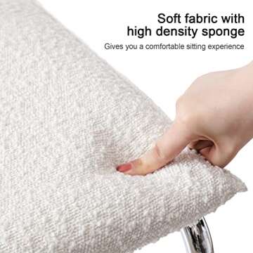 Scingu 26" Rattan Barstools Set of 4, Mid-Century Modern Upholstered Counter Height Bar Chairs with Cantilevered Design and Metal Base for Kitchen Island, White Boucle