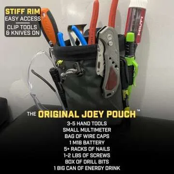 Joey Tool Belt Bag - Clip-On Pouch for Electricians, HVAC Techs, Plumbers, Carpenters, Contractors