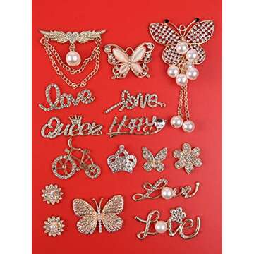 Bling Jewelry Shoes Charms Enamel Diamond Shoe Decoration with Chains Accessories for Girls Women ENAM002-gold-22pcs