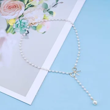 Chic Iaceble Boho Pearl Y Drop Necklace for Women