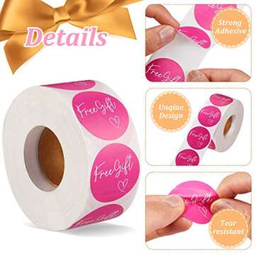 Zonon 1000-piece 1.5-inch Customer Appreciation Stickers - Self-Adhesive Round Labels for Packing, Mailing Envelopes, and Postcards(Rose Red Background)