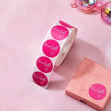 Zonon 1000-piece 1.5-inch Customer Appreciation Stickers - Self-Adhesive Round Labels for Packing, Mailing Envelopes, and Postcards(Rose Red Background)