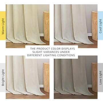 NICETOWN Flax Sheer Linen Curtains for Living Room 95 inch Long 2 Panels, Rod Pocket & Back Tab Semi Sheer Drapes Privacy Added with Light Filtering for Bedroom/Living Room, Natural, W55 x L95