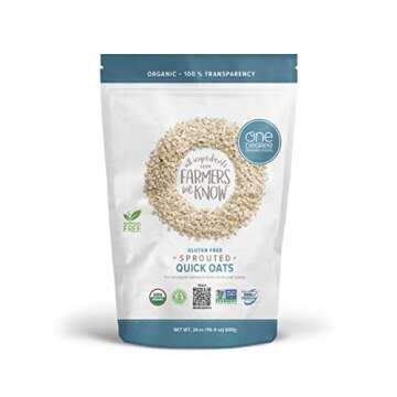 One Degree Organic Foods Sprouted Quick Oats, USDA Organic, Non-GMO Gluten Free Oatmeal, 24 oz., 8 P...