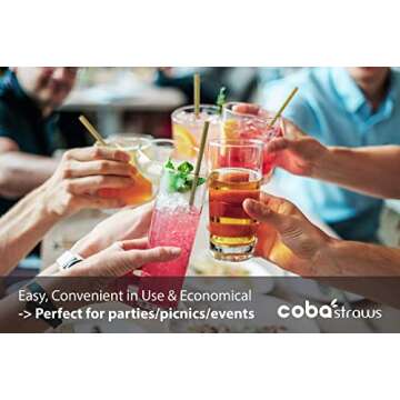 COBA Grass Straws Drinking – 100% Natural Eco Straws, Biodegradable, Disposable, Compostable Alternative to Plastic, Paper, Metal, Glass & Bamboo Straws – Pack 110