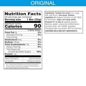 Kellogg's Rice Krispies Treats Crispy Marshmallow Squares Original, 0.78 Oz, 40 Ct