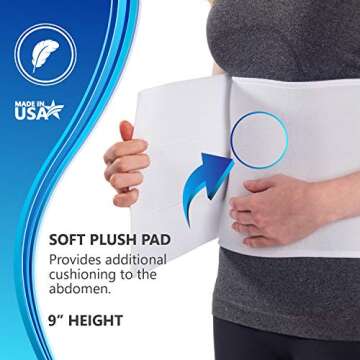 NYOrtho Plush Stomach Abdominal Binder - Soft Latex-Free Abdomen Wrap for Men and Women (60" - 75") 3 PANEL - 9"- Made in USA
