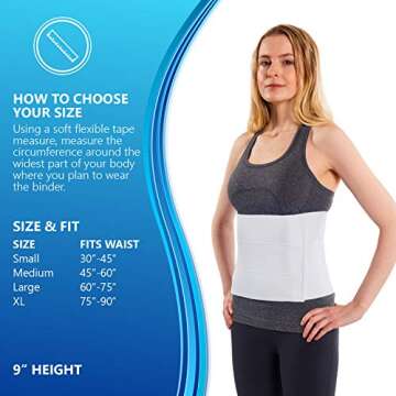 NYOrtho Plush Stomach Abdominal Binder - Soft Latex-Free Abdomen Wrap for Men and Women (60" - 75") 3 PANEL - 9"- Made in USA