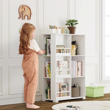 UTEX Kids Bookshelf with 6 Cube Storage for Kids