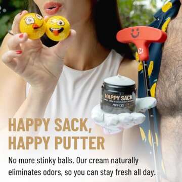 Derm Dude Happy Sack Ball Deodorant & Anti Chafing Cream for Men | Formulated With All-Natural DeoPlex for Odor Control | Aluminum Free Nut Love Cooling Cream - Coconut Rush Scent, 2 oz (1 Pack)