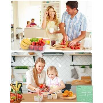 Snackle Box Container, Dishwasher Safety - Divided Serving Tray with Lid and Handle, Charcuterie Boa...