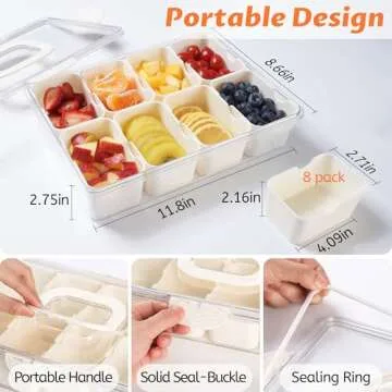 Snackle Box Container, Dishwasher Safety - Divided Serving Tray with Lid and Handle, Charcuterie Board for Portable Snack Platters - Clear Organizer for Fruits Snacks - Perfect for Road Travel Party