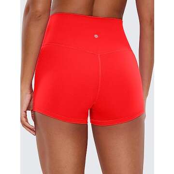 CRZ YOGA Womens Butterluxe Crossover Biker Shorts 3 Inches - Criss Cross High Waisted Workout Yoga Buttery Soft Dark Red Medium