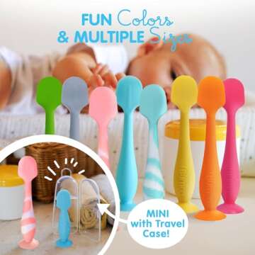 Bumco Baby Bum Brush - BPA-Free Diaper Cream Spatula with Suction Cup Base, Soft & Flexible Silicone, Wipe-Clean, Mom-Invented Diaper Bag Essentials (Light Pink Swirl)