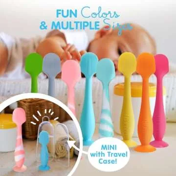 Bumco Baby Bum Brush - BPA-Free Diaper Cream Spatula with Suction Cup Base, Soft & Flexible Silicone, Wipe-Clean, Mom-Invented Diaper Bag Essentials (Light Pink Swirl)